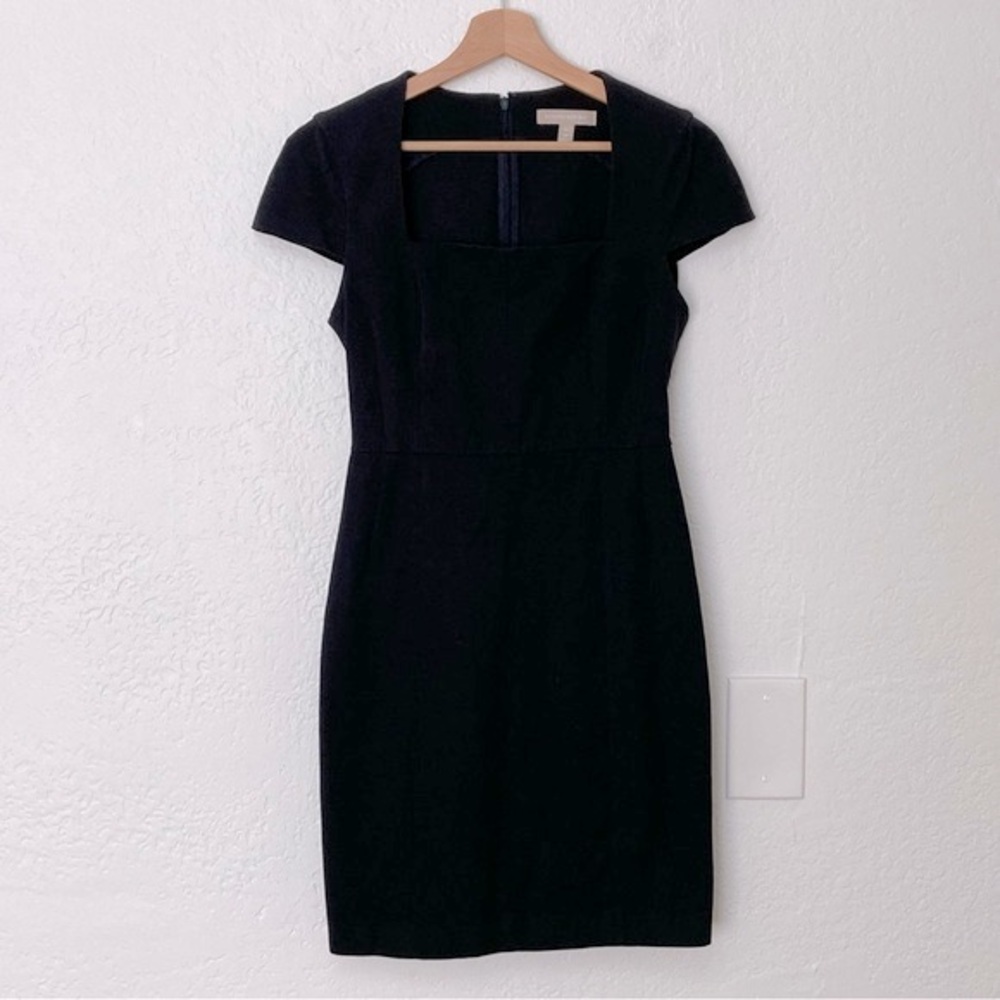 Banana Republic Black Cap Sleeve Square Neckline Bodycon Dress, Sizeβ 6P